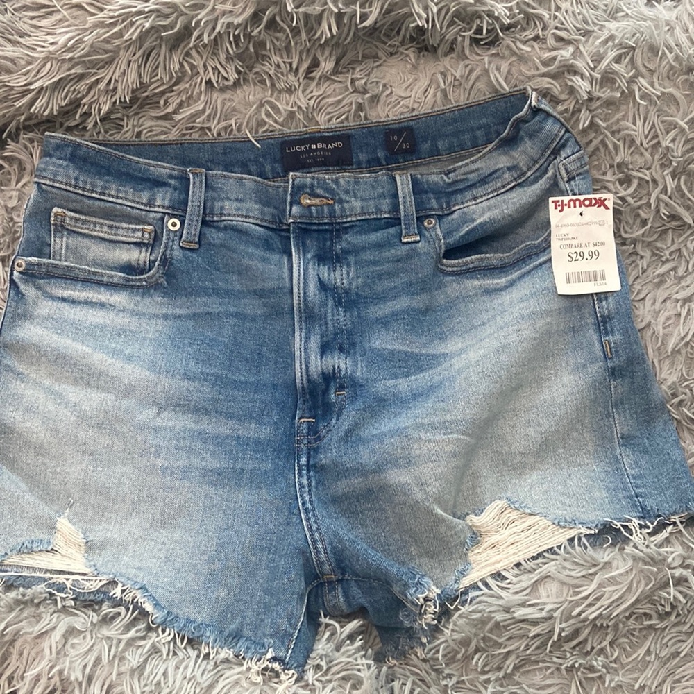 Lucky Brand Women's Blue Distressed Denim Shorts